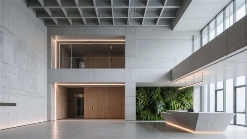 柔性動(dòng)線(xiàn)融合自然光影——合肥智能制造產(chǎn)業(yè)6000平廠房裝修設(shè)計(jì)